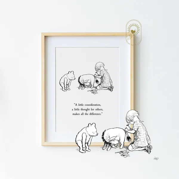 Winnie The Pooh Quote, Christening Nursery Art Print