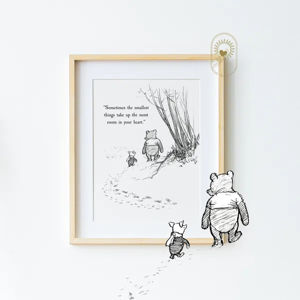 Winnie The Pooh Quote, Vintage Christening Nursery Print