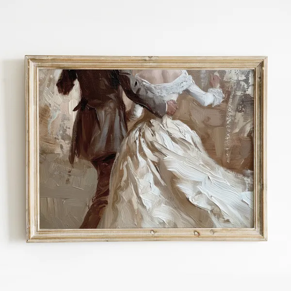 Victorian Dancing Couple Vintage Romantic Art Print