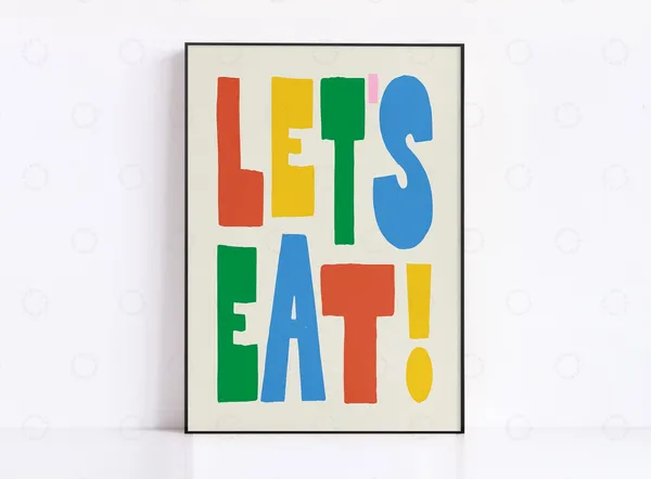 Lets Eat Print, Kitchen Wall Art Typography Poster