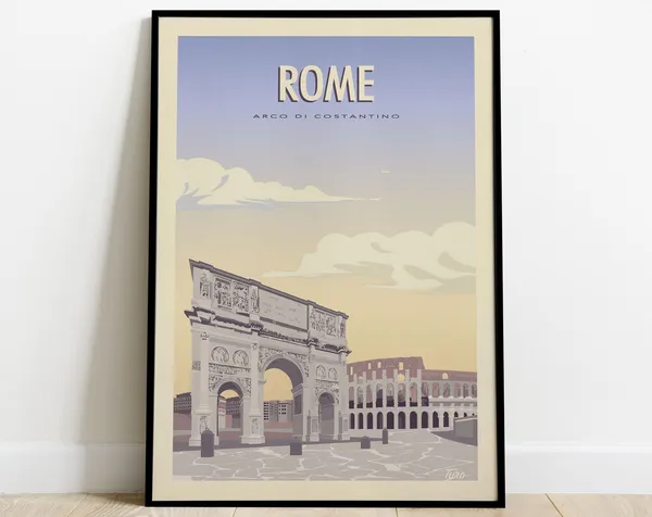 Rome Travel Poster, Arco Di Constantino Vintage Italy