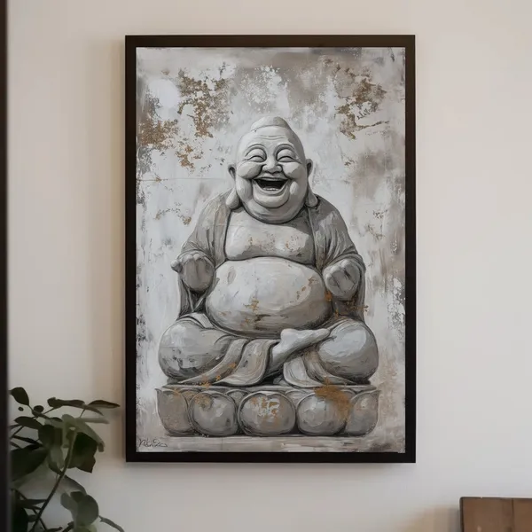 Laughing Buddha Abstract Spiritual Indian Art Print