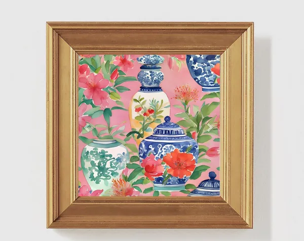 Ginger Jar Floral Watercolor Art Print