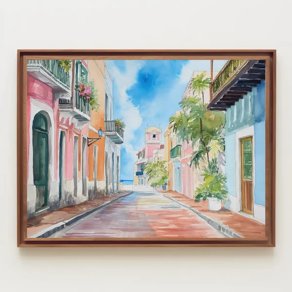 San Juan Watercolor Art Print, Puerto Rico Street Art