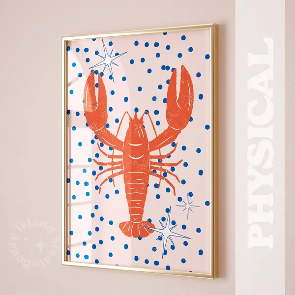 Lobster Print Kitchen Wall Decor, Seafood Art