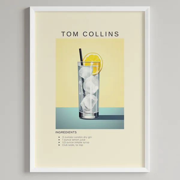 Tom Collins Minimalist Bar Cart Decor Art Print