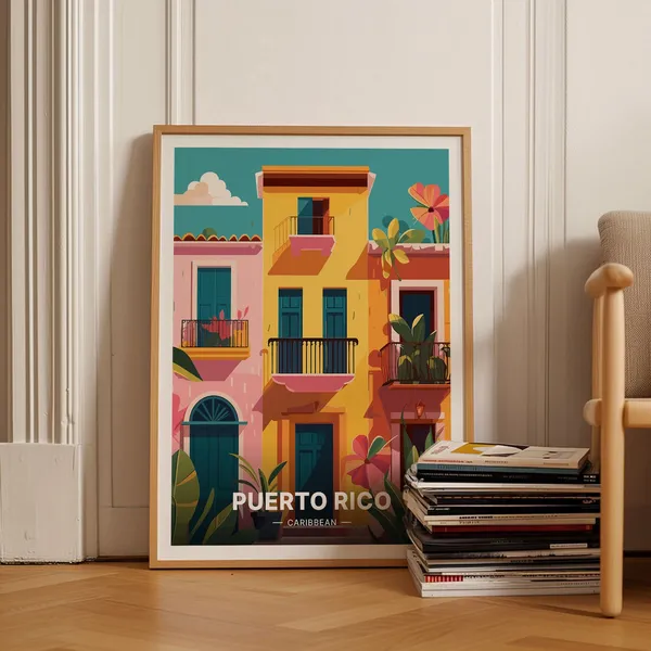 Puerto Rico Mid Century Modern Travel Poster