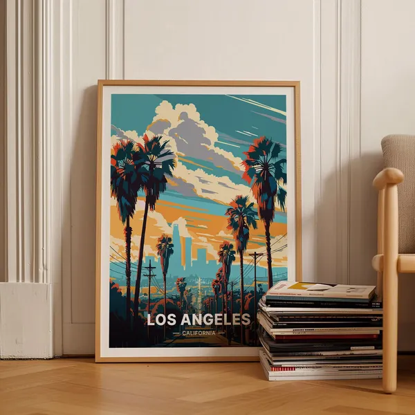 Los Angeles Travel Poster, California Cityscape Art