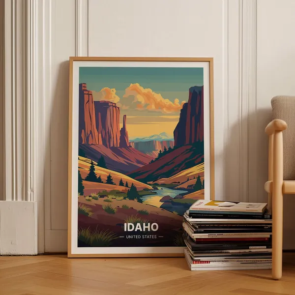 Idaho Scenic Landscape Travel Poster, State Decor