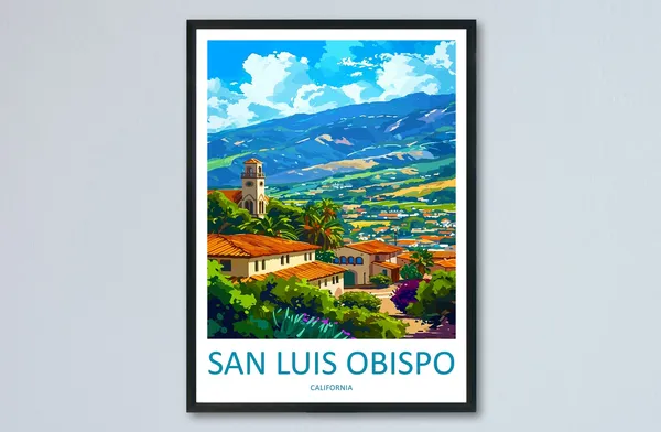 San Luis Obispo Travel Poster, California Wall Art