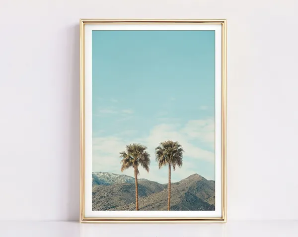 Palm Springs Palm Trees Travel Poster, Desert Landscape