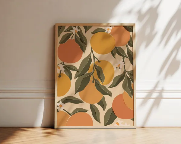 Grapefruit Abstract Botanical Art Print, Boho Kitchen