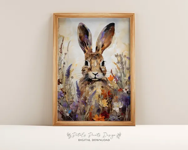 Vintage Bunnies And Wildflowers Art Print