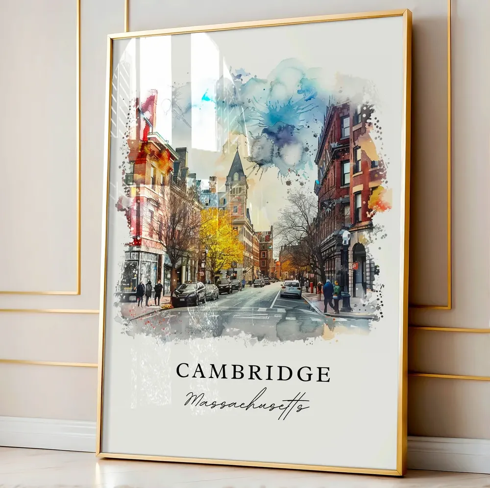 Cambridge Mass Travel Poster, Massachusetts Art Print - Image 4