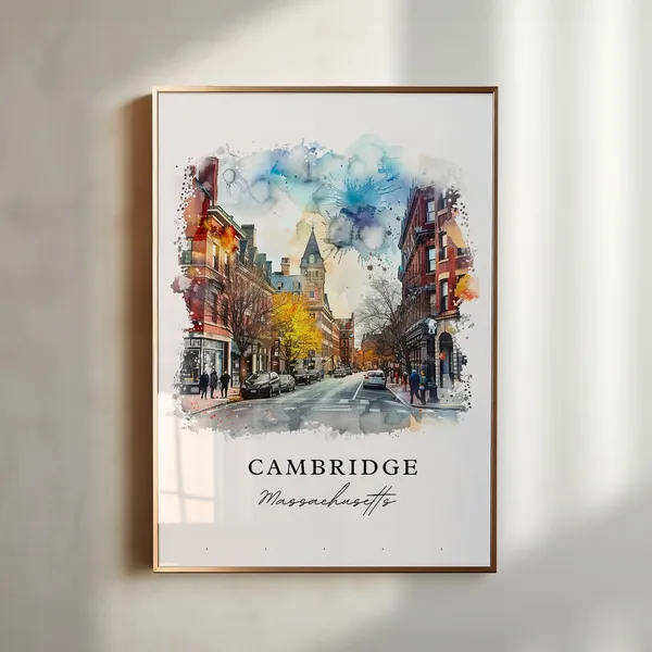 Cambridge Mass Travel Poster, Massachusetts Art Print