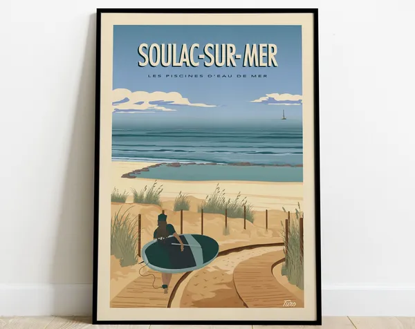 Soulac Sur Mer Vintage Travel Poster, Cordouan Lighthouse