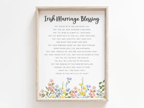 Irish Wedding Blessing Prayer, Christian Art Print