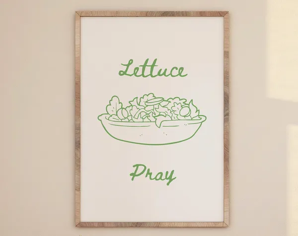 Lettuce Pray Christian Humor Poster, Funny Wall Art