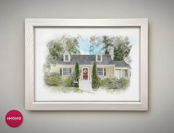 First Home Gift Custom House Portrait, Watercolor Art Print