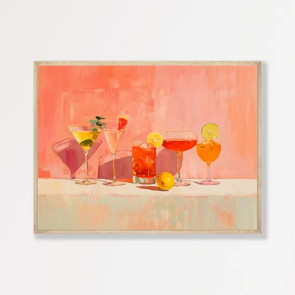 Pastel Cocktail Retro Kitchen Bar Cart Art Print