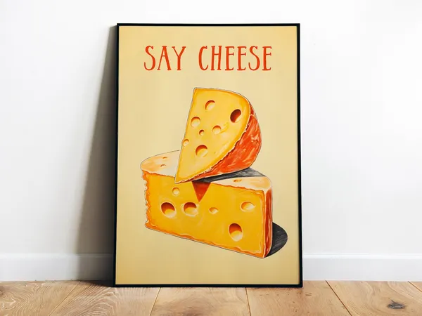 Retro Cheese Poster, Kitchen Wall Art Print