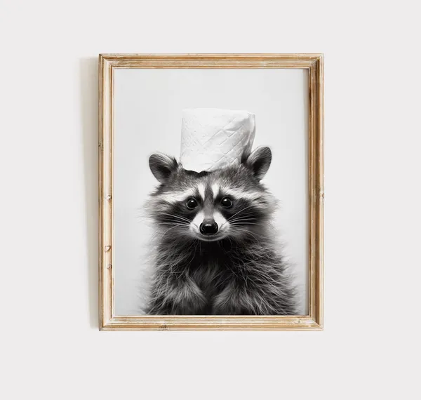 Raccoon Poster, Animal Bathroom Wall Art Print