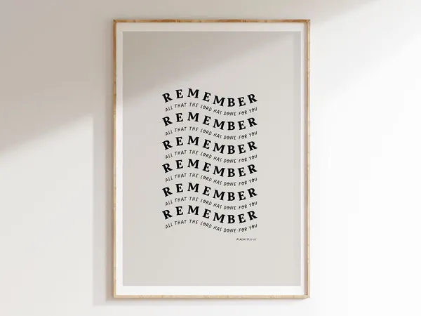 Psalm 77 Retro Christian Scripture Wall Art Print