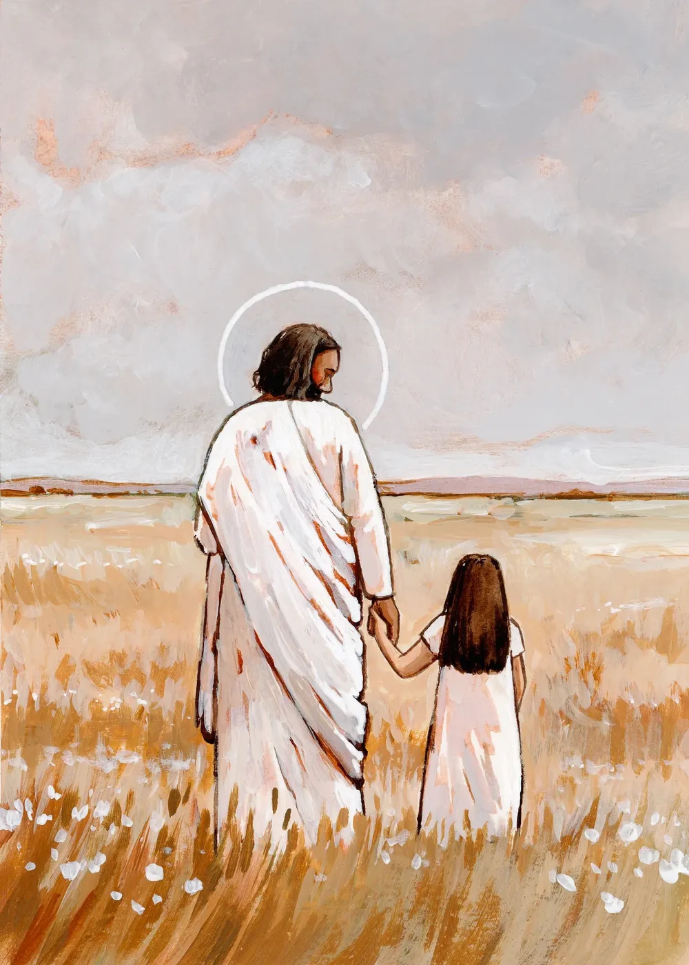 Christ Walking With Girl and Children, Art Print - Image 3