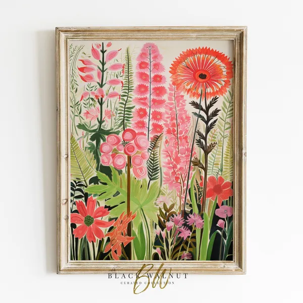 Funky Flowers Art Print, Modern Maximalist Decor