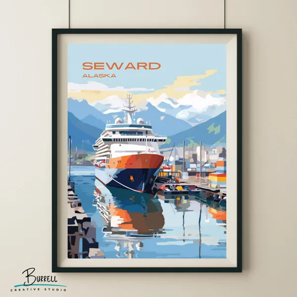 Seward Alaska Cruise Port Travel Poster