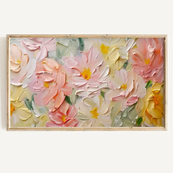 Abstract Floral Painting, Pastel Spring Art Print