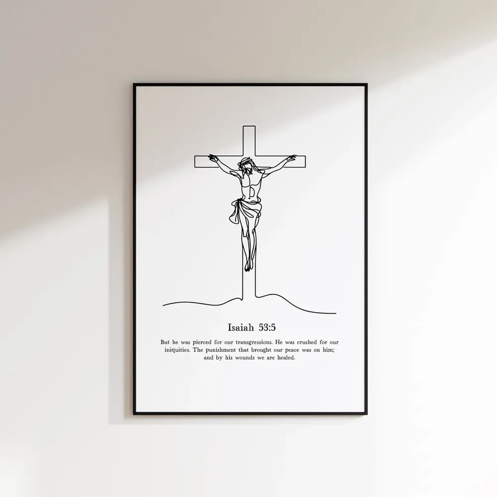 Minimalist Crucifixion of Christ, Christian Line Art - Image 2