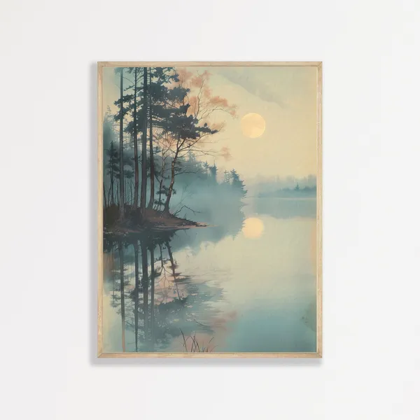 Japanese Landscape Painting, Retro Vintage Art Print