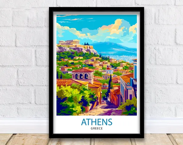 Athens Greece Travel Poster, Greece Wall Decor