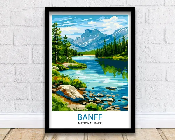 Banff National Park Travel Poster, Canada Illustration