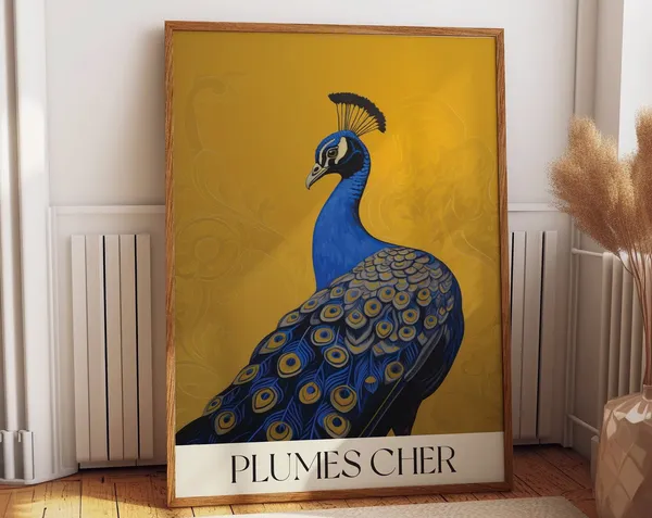 Peacock French Exhibition Poster, Modern Bird Print