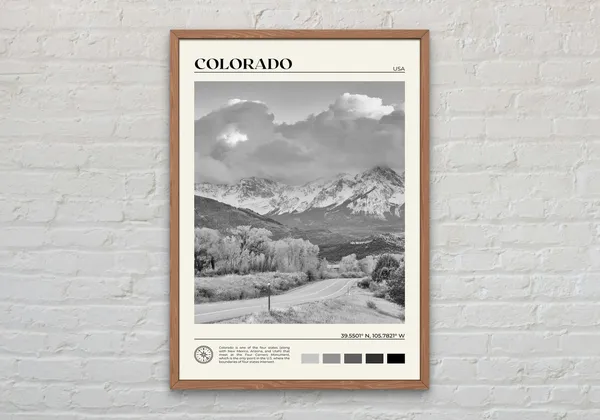 Black And White Colorado Travel Poster, Wall Art Print