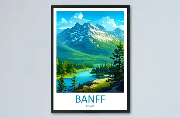 Banff National Park Travel Poster, Canada Landscape