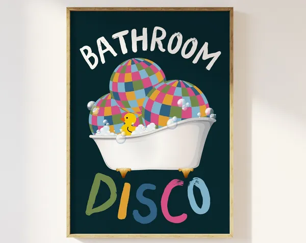 Bathroom Disco Retro Colourful Poster, Dopamine Decor