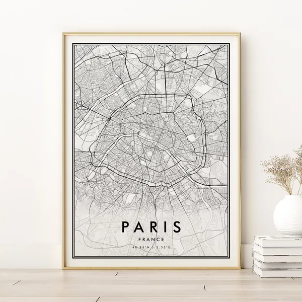 Paris Map Print, Personalized France Road Poster
