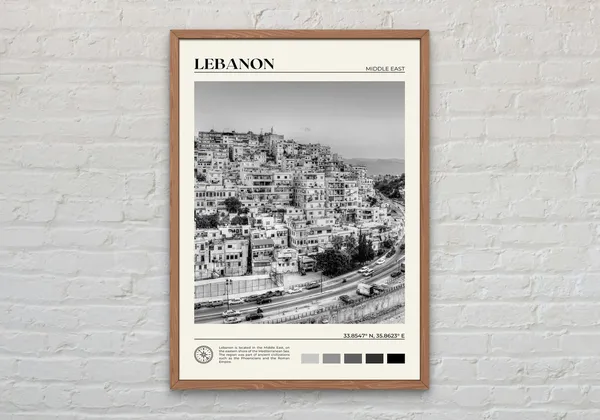 Lebanon Beirut Wall Art Print, Black and White