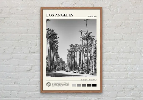 Los Angeles Black And White Travel Poster Print