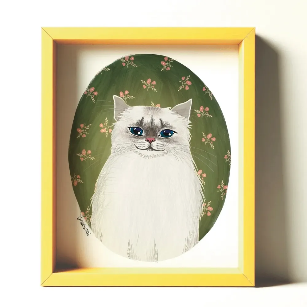 Custom Cat Portrait From Photo, Personalized Art Print