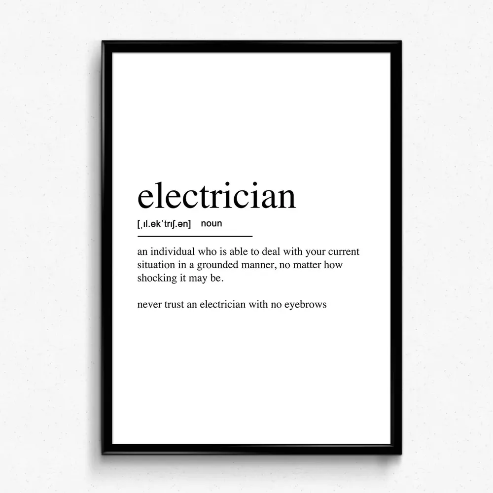 Electrician Definition Poster, Gift
