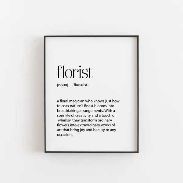 Florist Gift Definition Art Print, Typography Poster