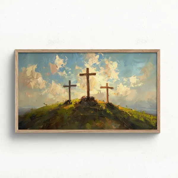 Christian Jesus Three Crosses Easter Calvary Art Print
