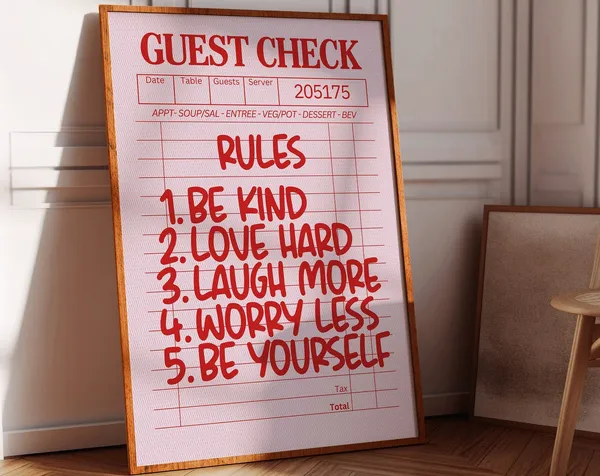 Guest Check House Rules Poster Print, Preppy Aesthetic
