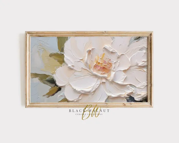 Abstract Flower Frame Art Print, White Wildflower Painting