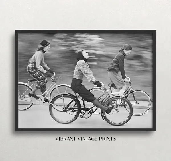 Bicycle Wall Art, Vintage Black and White Art