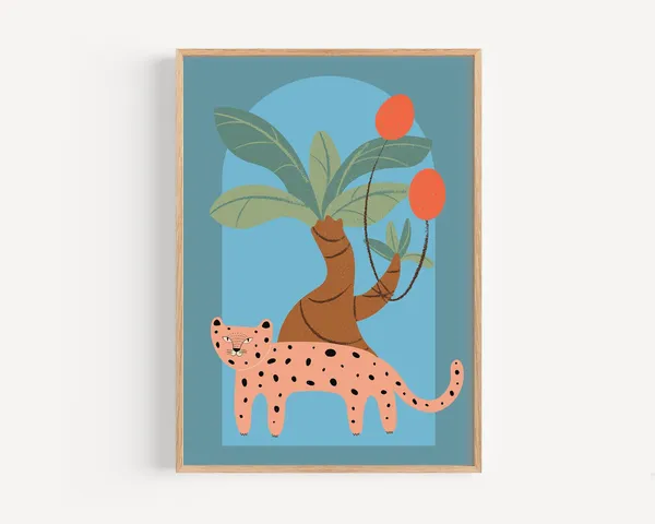 Kids Jungle Print Retro Toddler Poster, Nursery Decor